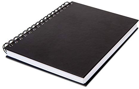 Honsell 30314 Skizzenbuch mit Spiralbindung Hardcover, DIN A4 Hochformat, 100 Blatt, 110 g/m², reinweißes Zeichenpapier, radierfest, säurefrei und alterungsbeständig, schwarz weiß