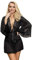 Kimono Sexy Lace Robes Lingerie Sets for Women Night Wear for Ladies Babydolls Lingerie Plus Size Dressing Gown Outfits with Thong Satin Belt Black UK 12 14
