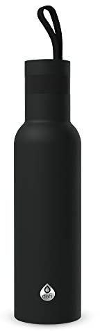 Dafi Gourde Isotherme EASY Noir 490 ML - 12 froid & chaud, sans BPA, n'absorbe pas les odeurs, Metal - Petite Thermos Inox, Bouteille d'eau Acier Inoxydable à Double Paroi Reutilisable Gourdes