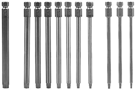 CPROSP 11PCS Torx Bit 75mm Lang, Lange Torx Bit T6,T7,T8,T9,T10,T15,T20,T25,T27,T30,T40,S2 Stahl,Stern Kopf
