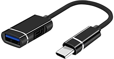 Adaptador USB C a USB 3.0, Seminer Cable Adaptador OTG de Doble Puerto USB 3.0 Hembra y Puerto de Carga USB-C Adaptador Macho Tipo C Compatible con MacBook Pro 2020, Samsung Galaxy S20, Negro