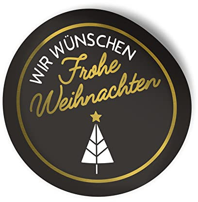 24x itenga Wir wünschen Frohe Weihnachten Aufkleber Sticker Etiketten hochwertig schwarz weiß gold rund 4cm