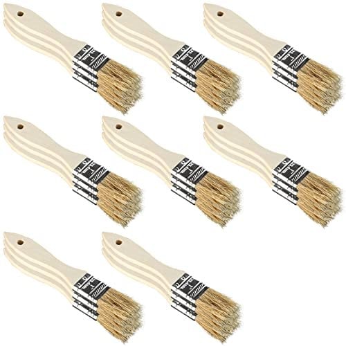 Chip Paint Brushes 1 Inch/25.4mm, 24 Pack Reusable Small Bristle Paint Brushes with Wooden Handle for Trim, Stain, Glues, Gesso in Painting and Varnishing Projects
