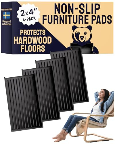CASTERMASTER Furniture Cups (Rectangle-Black, 12.70x10 Set of 4)