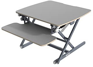 FLYTTA RISER [70] | Elegant Height-Adjustable Standing Desk Converter with Plywood Edging. (Small, Grey)