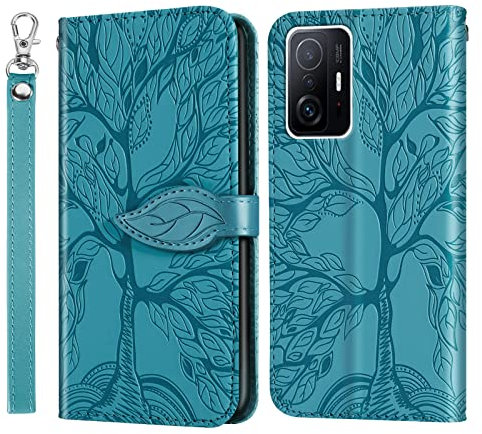 Vkooer Schutzhülle für Xiaomi 11T Pro/ 11T Premium PU-Leder Schutzhülle mit Kartenfach und Standfunktion, Magnetverschluss, Schutzhülle für Xiaomi 11T Pro/ 11T, Türkis