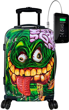 TOKYOTO Kabinentrolley Kinderkoffer Handgepäck Flugzeug für Mädchen Jungen Fans von Monstern Zombies Cartoons Kabinenkoffer 55x35x20 cm 55x40x20 TSA-Schloss USB-Anschluss Snot Monster