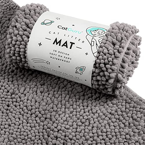 CatGuru Katzentoilettenmatte, mittel, extra groß, XXL, wasserdichte Katzentoilettenmatte, rutschfeste Katzentoilettenmatte, maschinenwaschbar, weiche Katzentoilette, Katzenstreu (XL,