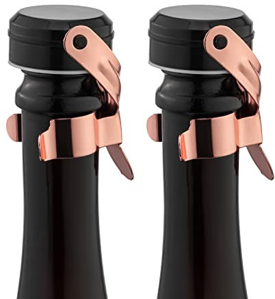WOTOR Bouchon Champagne et bouchon bouteille vin Acier Inoxydable Bouchon Bouteille Champagne réutilisable bouchon vin avec silicone Résistant aux fuites Restez frais Paquet de 2 (rose gold)