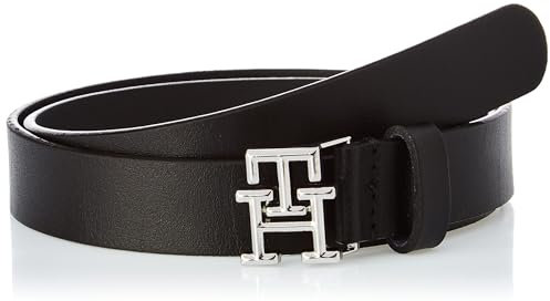 Tommy Hilfiger Damen Gürtel Logo 2,5 cm Ledergürtel, Schwarz (Black), 70 cm