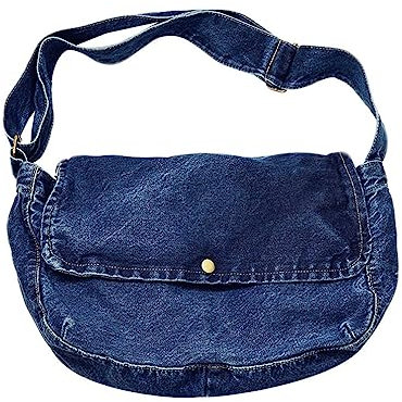 HAPINARY Damen Denim Umhängetasche Verstellbare Schultertasche Lässige Crossbody Bag Für Alltag Und Freizeit Für Schule Shopping Urlaub Dunkelblau