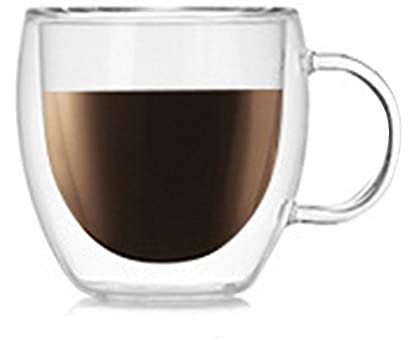 PEEHOO Tasses en verre à double paroi Tasse à thé à café Verres transparents résistants à la chaleur avec tasses à double fond Tasse à boire, 150 ml