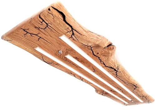 FRIESENLICHT LOYA Design LED Deckenleuchte Deckenlampe Holz mit Baumkante Wild Eiche Leuchte Massiv Dimmbar Lichtenberg Figuren Blitz (1033)