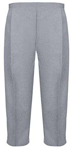 MyShoeStore Ladies Womens 3/4 Three Quarter Half Elasticated Trouser Plain Capri Cropped Stretch Trousers Plain ¾ Length Pants Summer Shorts Plus Big Sizes 10 to 24 (Cationic 3/4 Light Grey, 12)