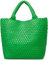 Queenoris Gewebte Tasche für Damen, veganes Leder, Tragetasche, Sommer, Strand, Reisen, Handtasche und Geldbörse, Retro-Stil, handgefertigte Umhängetasche, groß, Papageiengrün, Large