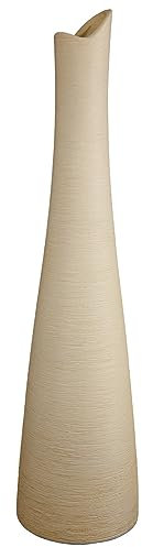 GILDE große Deko Vase XXL - große Halsvase aus Keramik - für einzelne Blüten Gräser - Geschenk Weihnachten Geburtstag Hochzeit - Farbe: Creme Höhe 51 cm