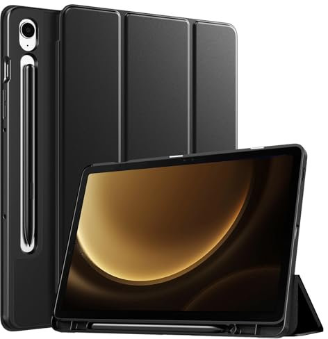 TiMOVO Custodia Compatibile con Samsung Galaxy Tab S9 Fe 2023 SM-X518U/SM-X510N/SM-X516B, Cover Sottile con Supporto per Galaxy Tab S9 Fe 10.9'', con Portapenna per S Pen, Auto Sonno/Sveglia, Nero
