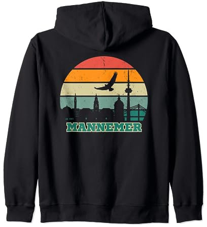 Cooles Eishockey Fan Shirt Stadt Mannheim mit Adler Skyline Kapuzenjacke