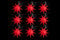 Sterntaler Sternenkette | Weihnachtsstern Kette | 9 Zacker | 9 Sterne | Rot | 11,5cm | Innen und Außen | LED | Netzstecker | mit Timer