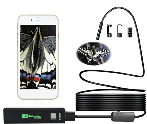 YUNYODA 1600 HD Endoskopkamera mit Licht, WiFi Endoskop Kamera Handy Wasserdichtes IP67 Inspektionskamera mit 8 LED Leuchten, Snake Inspektion Endoskop für Android iOS, Smartphone, Tablet (3,5M)