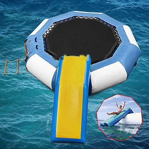 Wasserspielzeug, aufblasbares Wassertrampolin, rundes aufblasbares Wassertrampolin mit Rolltreppe für Wassersport.Wasser-Angelplattform, Outdoor-Sicherheitstürsteher, 3M interessant Stabilize