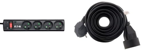 Eaton Multiprise/Parafoudre - Eaton Protection Strip 4 FR - PS4F - 4 Prises FR - Noir & Zenitech Prolongateur 16A 2P+T HO5VV-F 3G1,5mm² Noir 5m