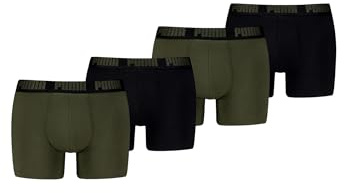PUMA Herren Boxershorts Trunks Basic Elements aus Baumwolle mit Elasthan, 4er Pack