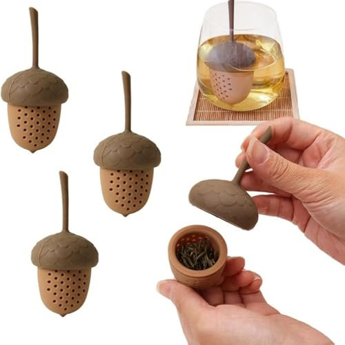 KOMUNJ 3 Stück Silikon Teefilter Kreativen Eichelfilter, Teesieb Für Losen Tee Teeblatt Sieb Aus Silikon Tee Ei Teesieb