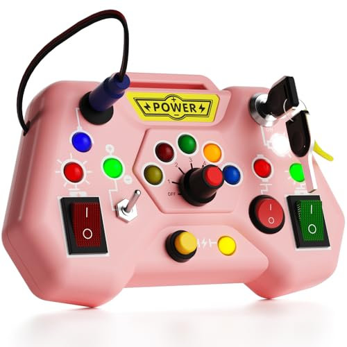 Yitical Montessori Jouet Bebe 1 an LED Busy Board, Jeux Enfants de Motricité avec 8 Interrupteurs LED, D'éveil Sensoriel Cadeau pour Bébé12 18 Mois 2 3 Ans Garçons Filles