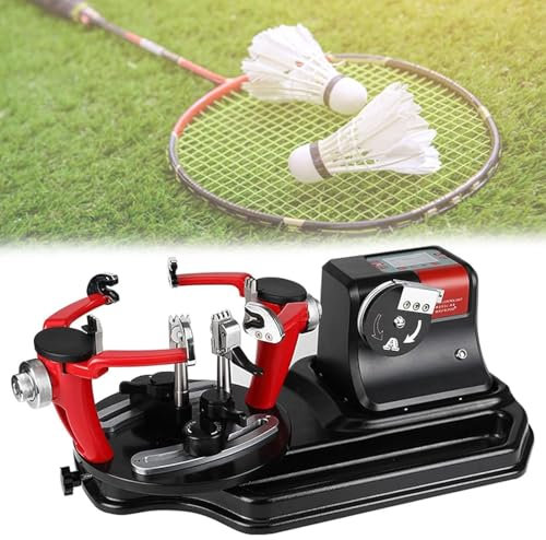 JOSBY Badmintonschläger-Besaitungsmaschine, 360° drehbare Tischschläger-Besaitungsmaschine mit LCD-Bildschirm, numerische Computersteuerung, 6-Punkt-Feststellung, 3-Gang-Zuggeschwindigkeit