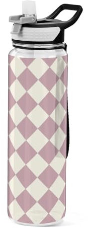famyily Peach and White American Plaid sports water bottle clear for travelling Unique design decor working Office Travel Home