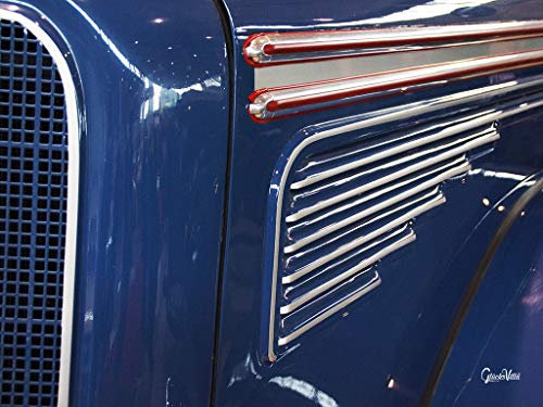 Glücksvilla - Oldtimer 21 - div. Maße (modernes Leinwand-Bild 2 cm, 80 x 60 cm) aus DE - Kunstdruck XXL Deko-Wandbild quer - Mercedes LKW Auto Kfz Lenkrad Fahrzeug x