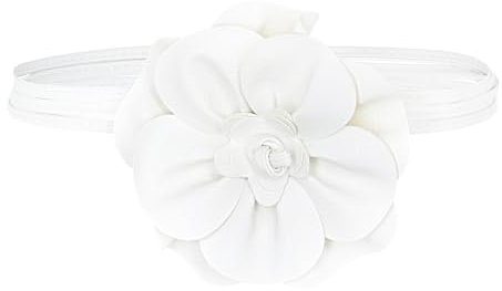 TeeYee Damen PU Leder Blumen Gürtel Boho Wickelgürtel Flechtgürtel Taillengürtel Schmaler Gürtel für Kleid Weiß