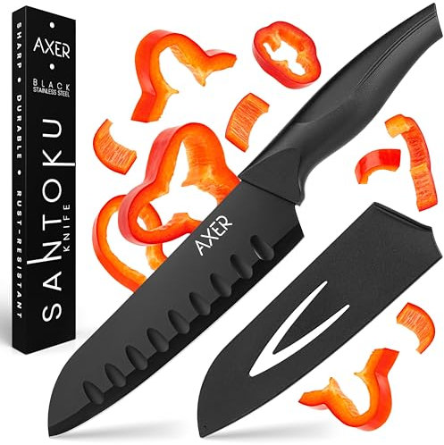 Axer Coltello Santoku Giapponese 18 cm - Coltello da Cucina Giapponese - Coltello da Chef Professionale - Chef Knife Santoku - Coltello Giapponese Professionale