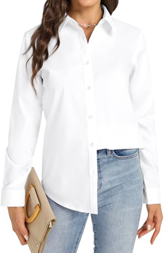 J.VER Weiße Bluse Damen Casual Business Blusen Baumwolle Stretch Blouse