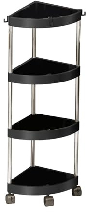 BlyeMichdi Duschablage ohne Bohren Stehende, 4 Stück Ecke Duschregal Freistehende mit 3 Rädern und 3 Haken, Rostbeständig, Kunststoff-Metall-Verbindungen Duschkörbe Stand für Badezimmer(Schwarz)
