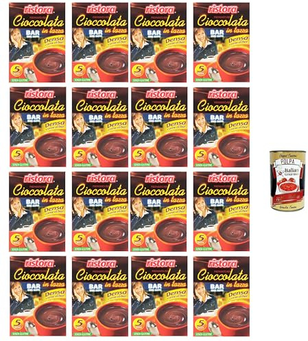 Italian Gourmet Bundle Heiße Schokolade Bar-Style 16x 125g + Italian Gourmet Polpa Gratis – Dichte Trinkschokolade, Kakao Getränkepulver für Tasse, Winter, Frühstück, Dessert, Café-Genuss & Vorrat 2kg
