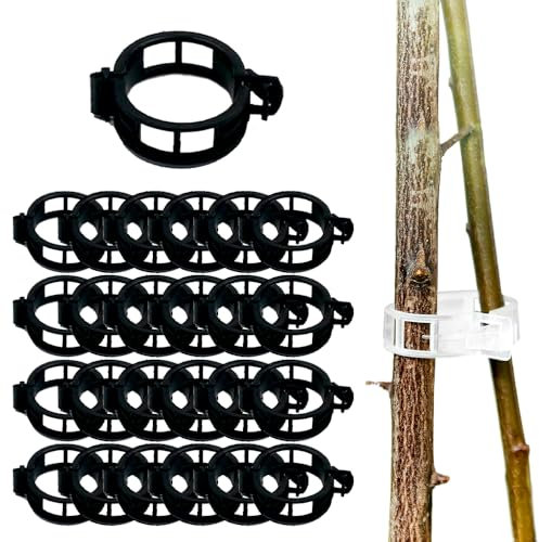Plant Supports for Outdoor Plants, 2025 New Plant Clips, Plant Clips for Climbing Plants, Twine Vine Trellis Cage, Vegetable Garden Plant Support Clips Grafting Tools (200, Black)