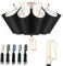 Vicloon Paraguas Plegable, Gran Paraguas de Viaje con Asa de Mosquetón, 10 Varillas/Antiviento/Protección UV/Apertura y Cierre Automático/Mujeres y Hombre (Beige)