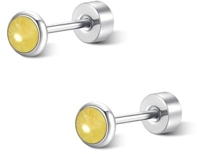 FACOKO Hypoallergene Ohrstecker für Damen Ohrringe aus Naturstein & Titan Unisex-Schmuck In verschiedenen Ausführungen erhältlich