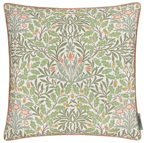 Morris&Co. Acorn Outdoor Cushion – Water Resistant Heritage Woodland Print Garden Pillow (Sage/Mineral - 45x45cm)