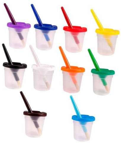 MOKKHNB Vasos Antiderrames para Pintura Infantil 10 Piezas Multicolores Recipientes para Lavar Pinceles Seguro y Práctico para Proyectos de Arte Casa