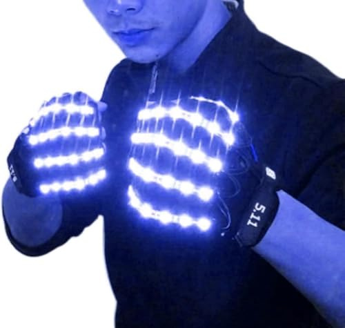 YUANYUYING Guanti LED Flash - Guanti Luminosi per Feste, Halloween ed Eventi | Luminosi, Lampeggianti | Facili da Usare a Batteria