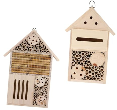 Yardenfun 2 Stück Bienenhaus mit Sicherem Dach Glatten Oberflächen Kinderbeobachtungshaus und Insektenhotel für Garten und Terrasse
