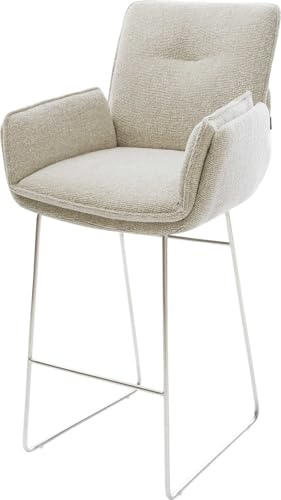 DELIFE Barstuhl NELA-Flex Kufengestell Edelstahl Silberfarben Webstoff Soft Beige