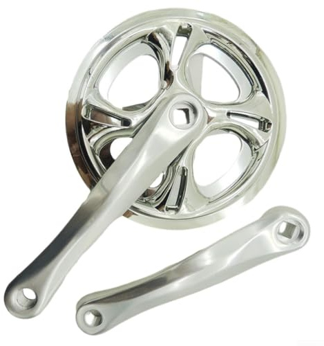 Silber 42T 175mm Fahrrad Kurbelgarnitur mit Vierkant-Tretlager, Legierung Single Speed Kettenradsatz für Road Fixie MTB Bikes Ersatz