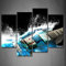 4 Stück Gitarre Im Blau Und Wellen Sieht Schön Wandkunst Malerei Das Bild Druck Auf Leinwand Musik Kunstwerk Bilder Für Zuhause Büro Moderne Dekoration