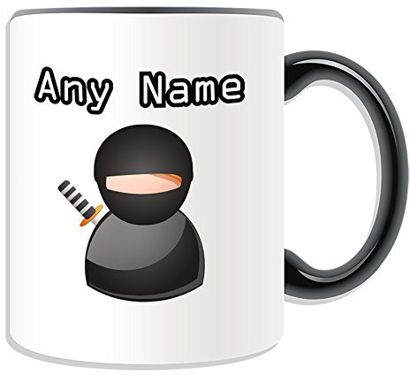 Personalised Gift - Ninja Mug (Icon Design Theme, Colour Options) - Any Name/Message on Your Unique
