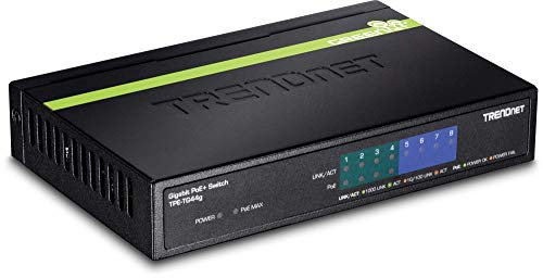 TRENDnet, TPE-S50, 6-Port Fast Ethernet PoE+ Switch, 60W PoE Budget, 1,2 Gbps Switch-Kapazität, Metall, Schwarz
