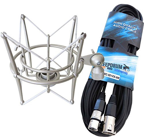 Keepdrum MS089SV Silver Microphone Shock Mount Holder for G Track AT2020 with Keepdrum XLR Microphone Cable